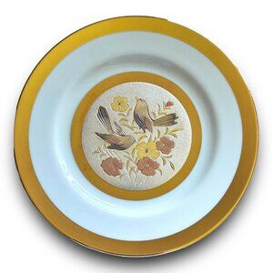 Limited Edition Chokin Plate #60 By Yoshinobu Hara Japan Birds & Flowers Design